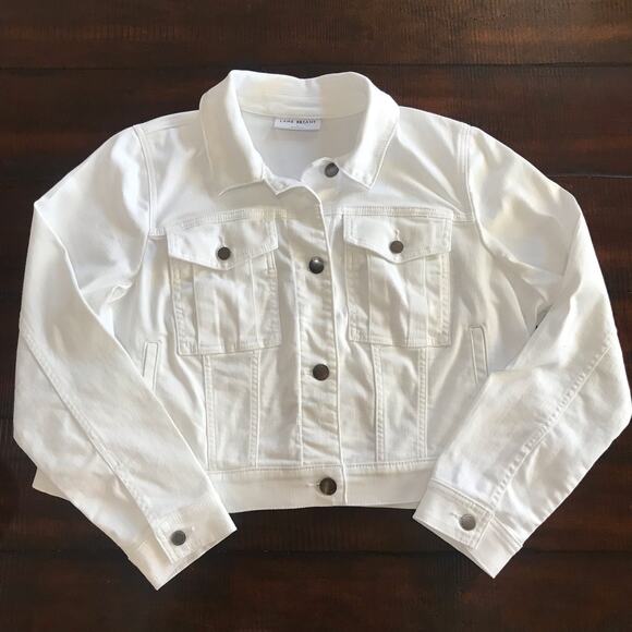 Lane Bryant White Denim Jacket Size 16 Stretch Button Front EUC 1132392 - Picture 5 of 11
